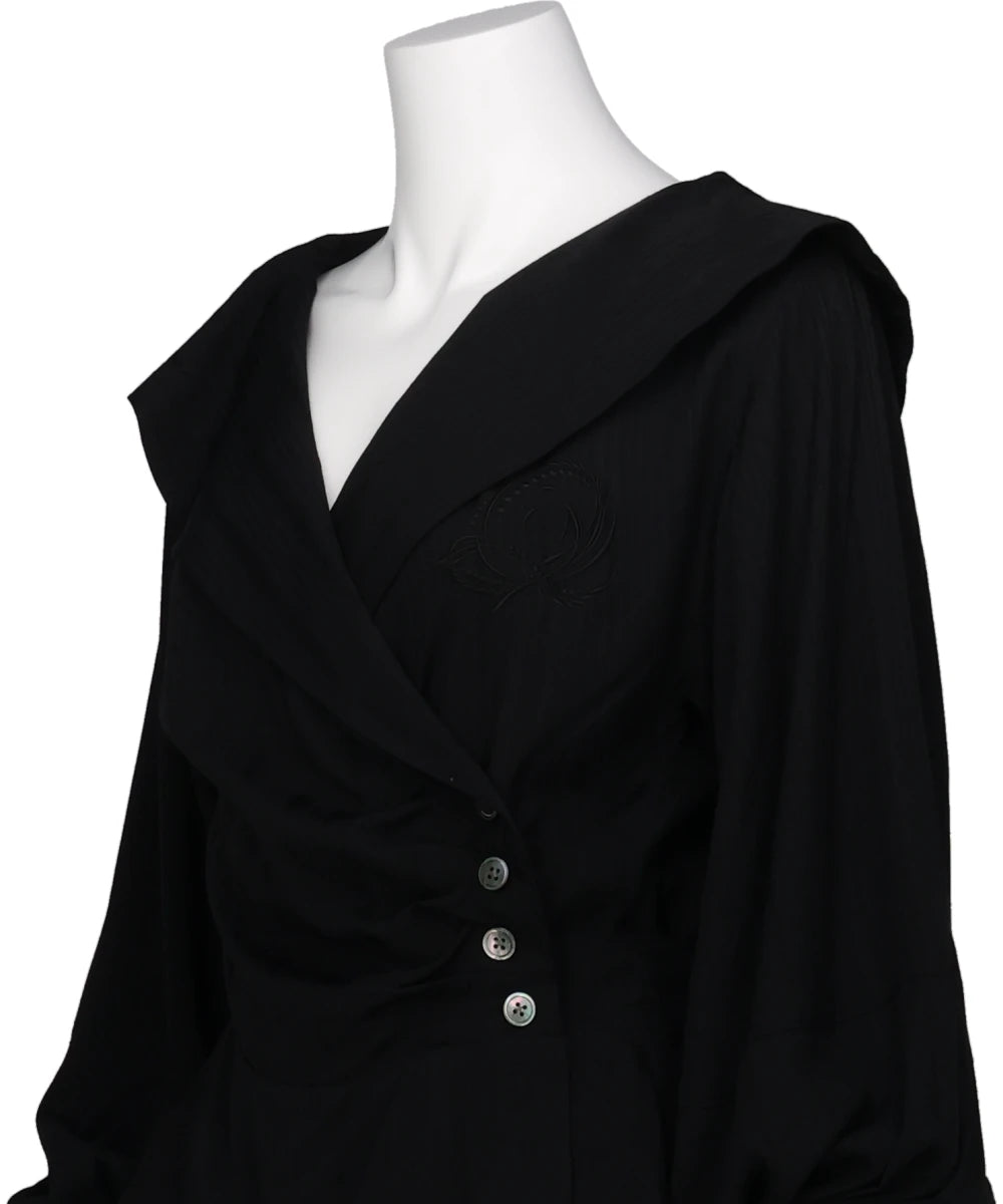 ROSE JAQUARD STRIPE SAILOR COLLAR BLOUSE