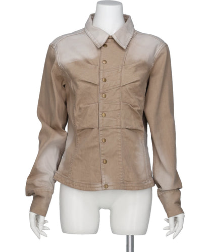 SHORT ZIP DENIM SHIRT