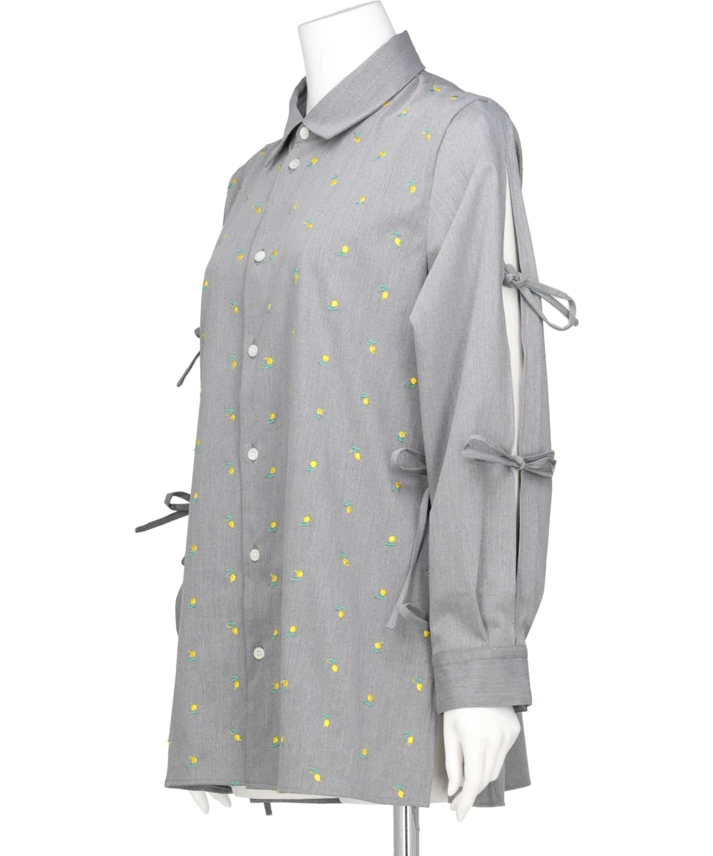 FLOWER EMBROIDERY RIBBON BLOUSE