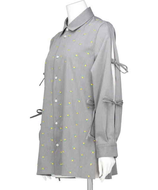 FLOWER EMBROIDERY RIBBON BLOUSE