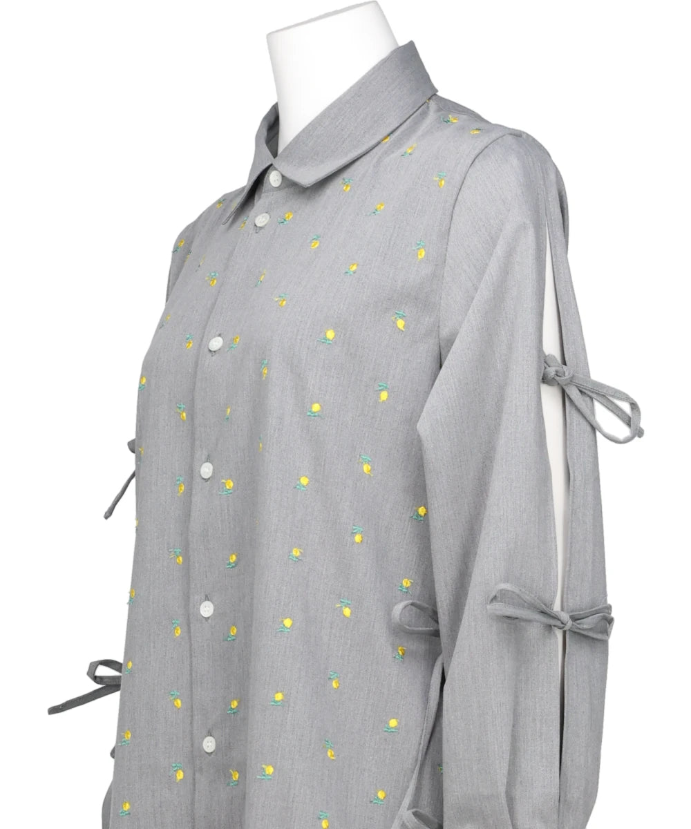 FLOWER EMBROIDERY RIBBON BLOUSE