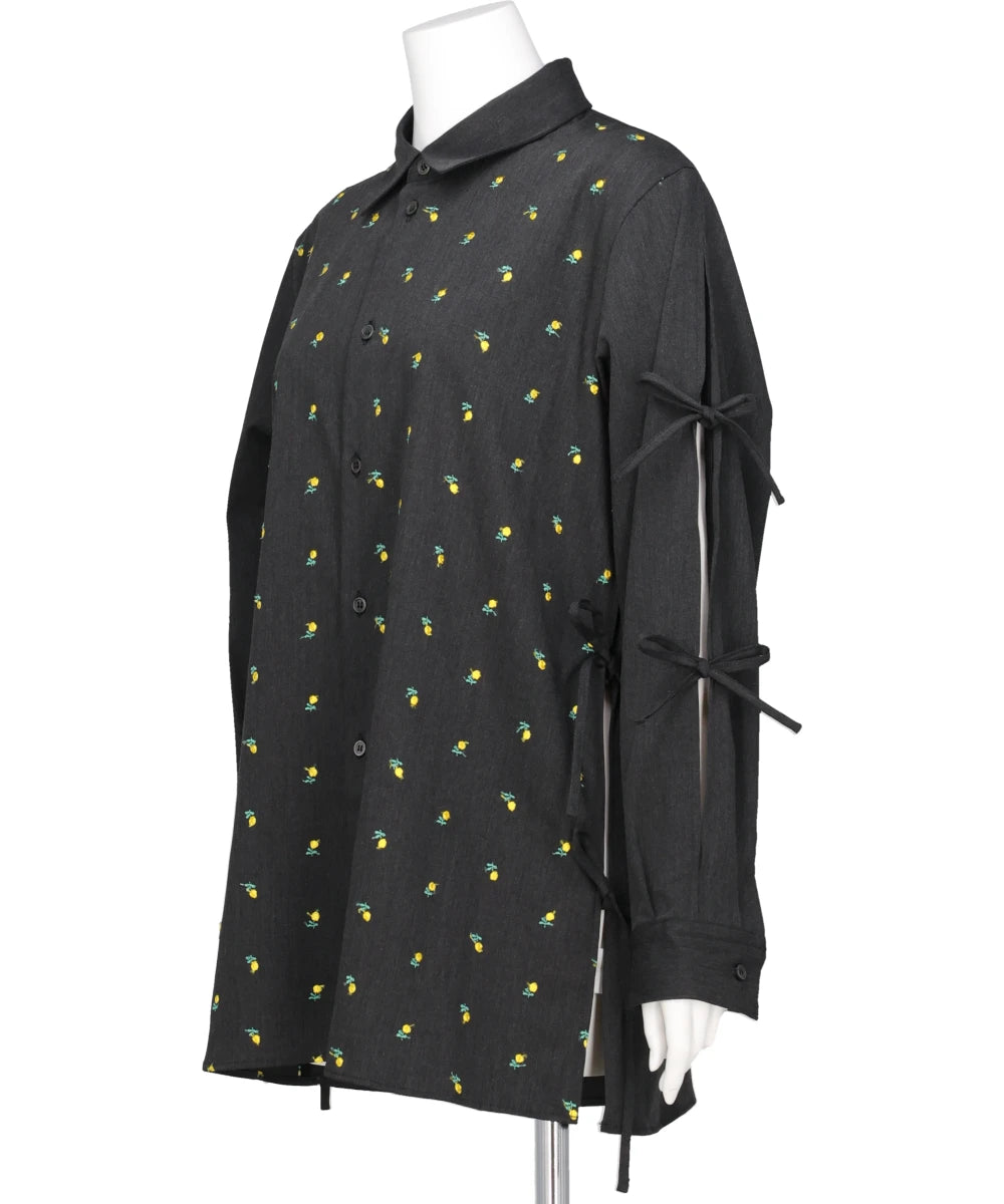 FLOWER EMBROIDERY RIBBON BLOUSE