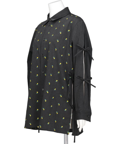 FLOWER EMBROIDERY RIBBON BLOUSE