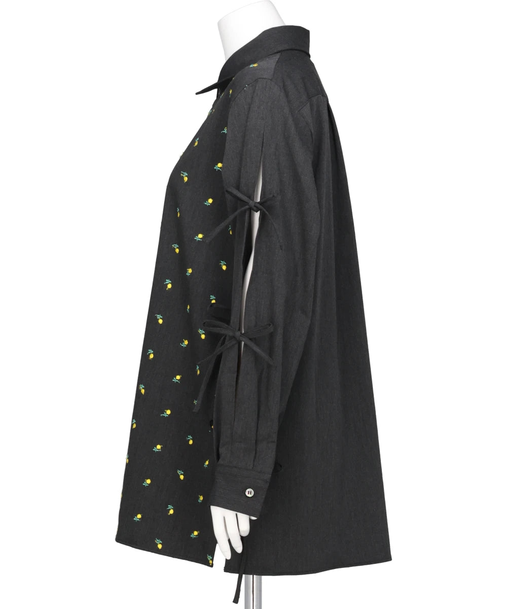 FLOWER EMBROIDERY RIBBON BLOUSE