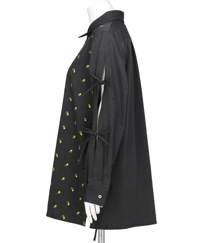 FLOWER EMBROIDERY RIBBON BLOUSE