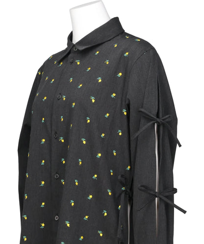 FLOWER EMBROIDERY RIBBON BLOUSE