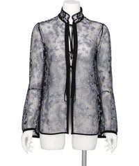 Mame Kurogouchi(マメクロゴウチ) 2026SS TULLE LACE STAND COLLAR SHIRT MM26SS-SH112