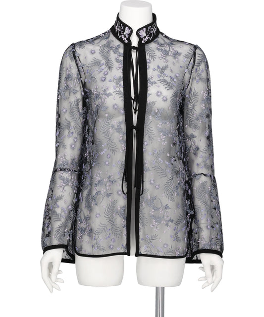 Mame Kurogouchi(マメクロゴウチ) 2026SS TULLE LACE STAND COLLAR SHIRT MM26SS-SH112