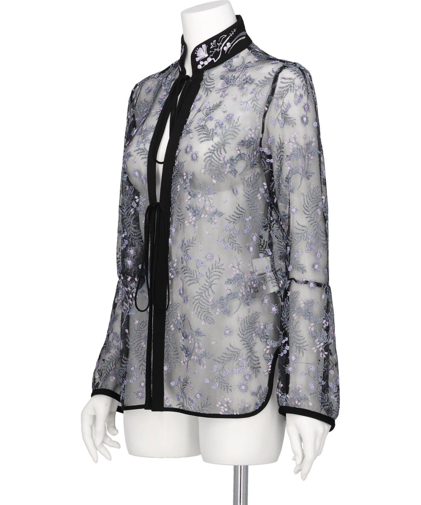 TULLE LACE STAND COLLAR SHIRT