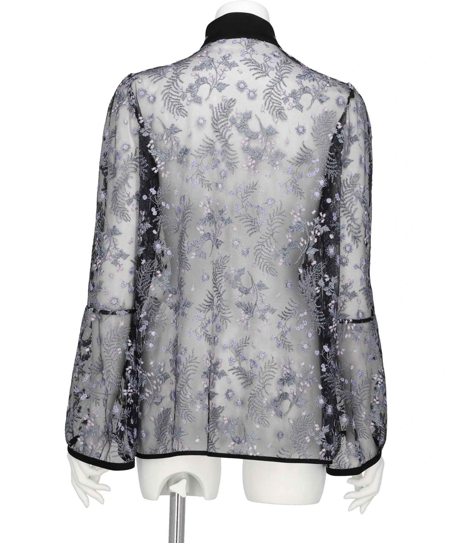 TULLE LACE STAND COLLAR SHIRT