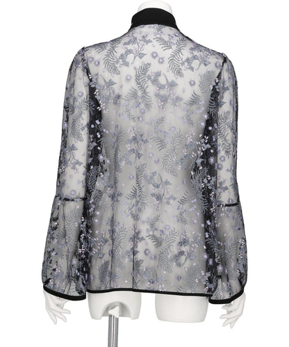 TULLE LACE STAND COLLAR SHIRT