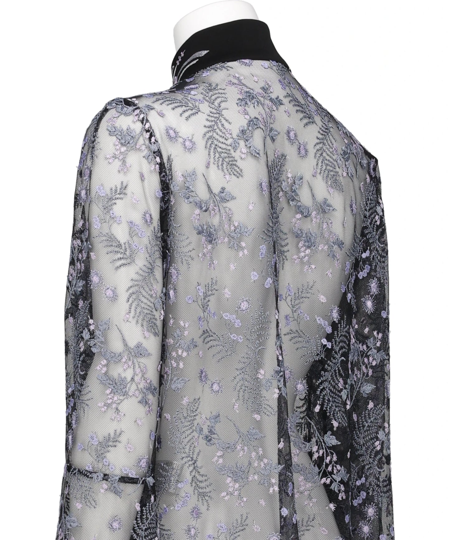 TULLE LACE STAND COLLAR SHIRT
