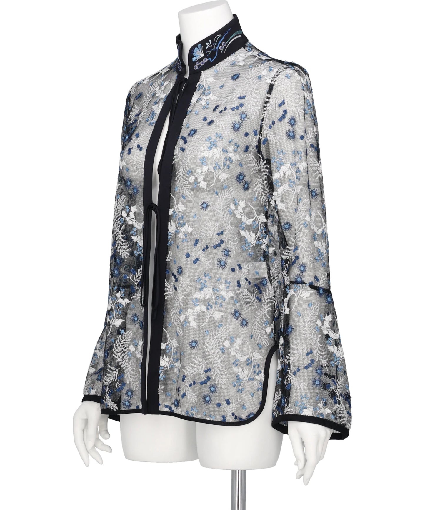 TULLE LACE STAND COLLAR SHIRT