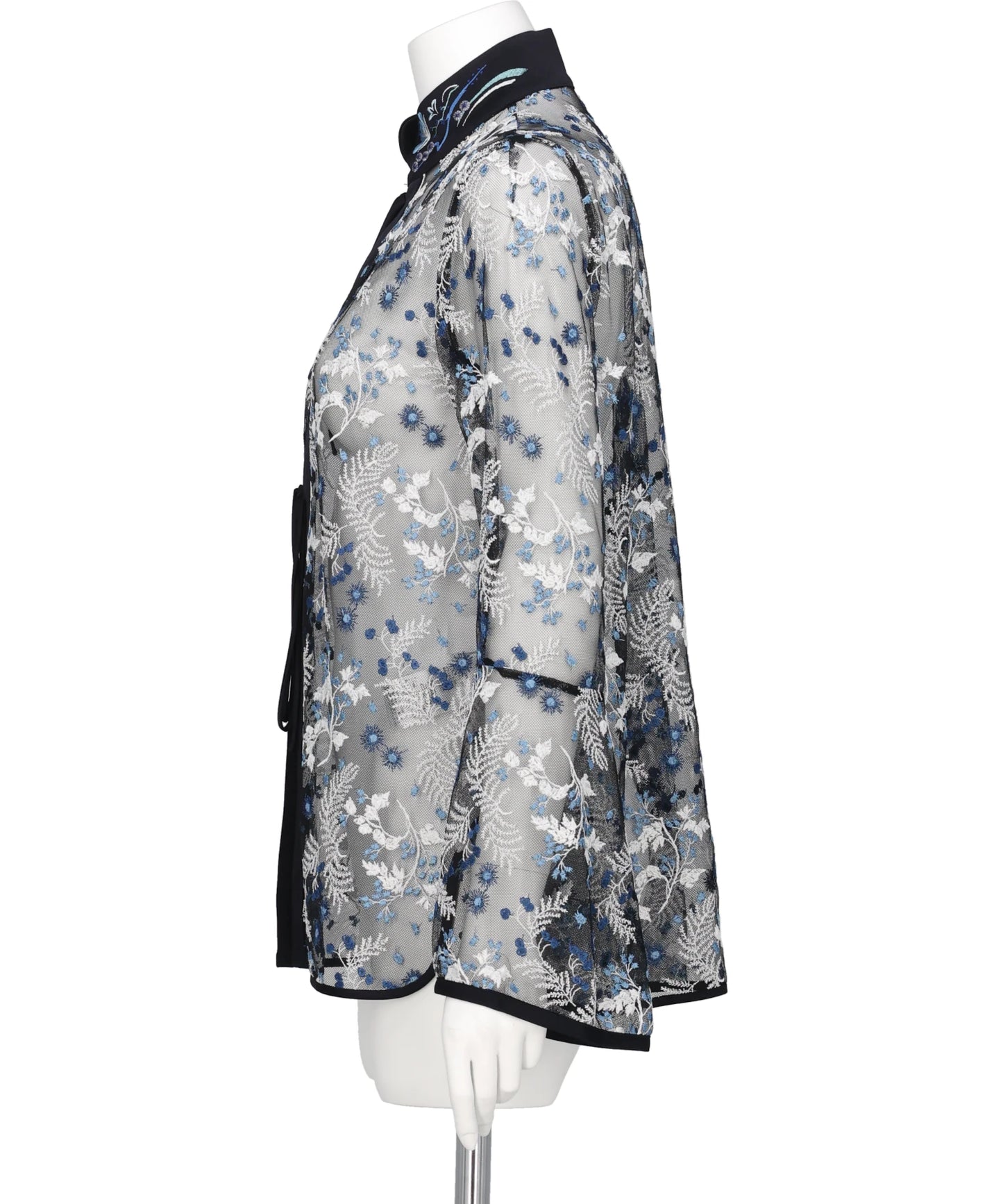 TULLE LACE STAND COLLAR SHIRT