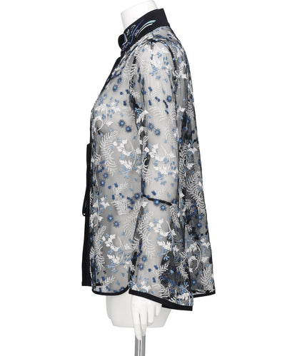 TULLE LACE STAND COLLAR SHIRT
