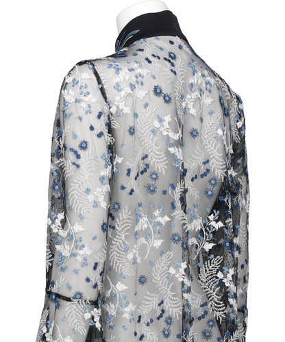 TULLE LACE STAND COLLAR SHIRT
