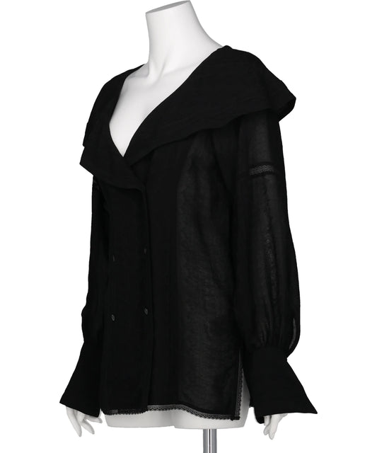 LACE JACQUARD SAILOR COLLAR BLOUSE