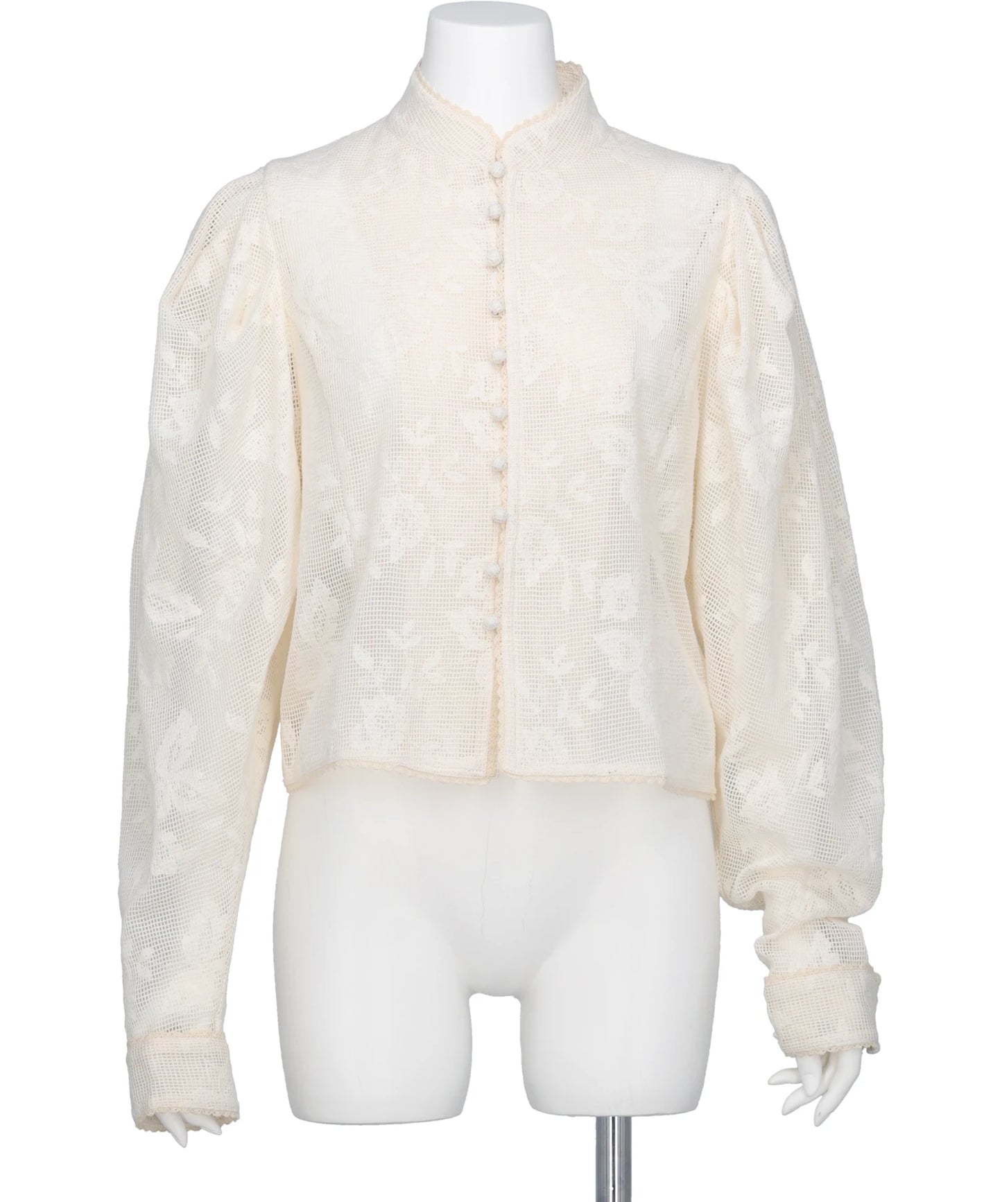 EMBROIDERED LACE COL MONTANT TOP