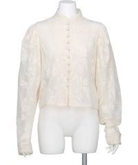 EMBROIDERED LACE COL MONTANT TOP