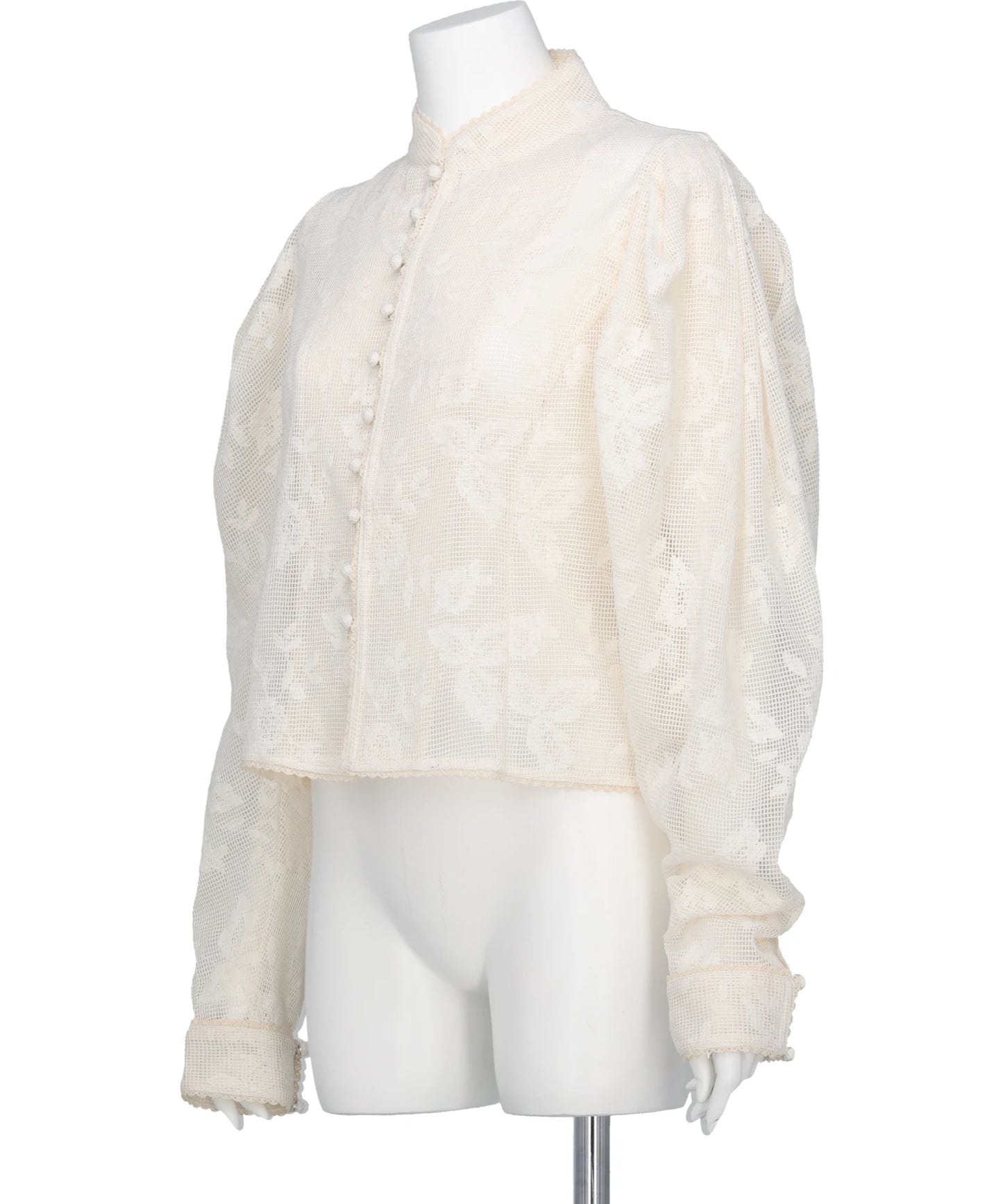EMBROIDERED LACE COL MONTANT TOP