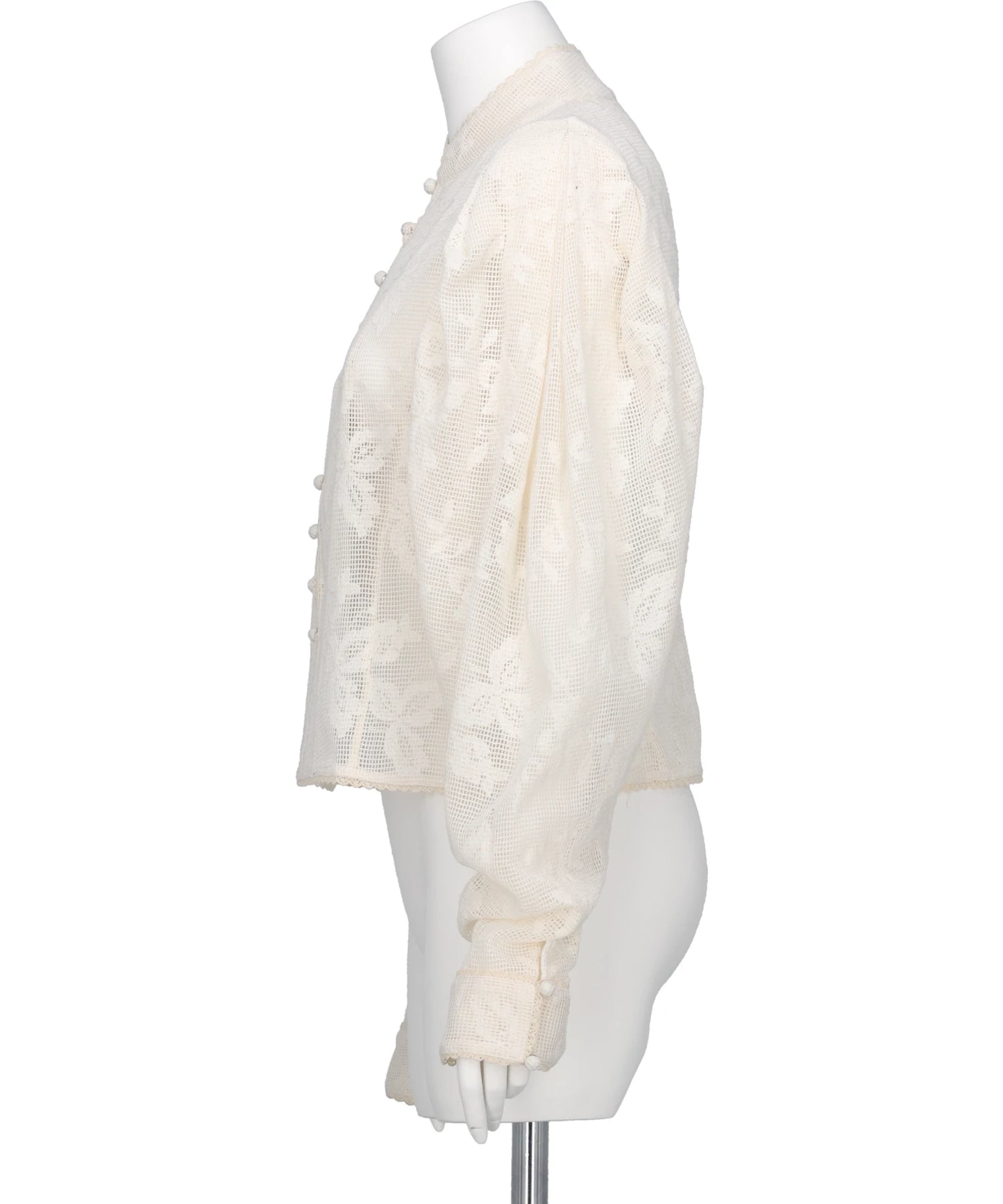 EMBROIDERED LACE COL MONTANT TOP