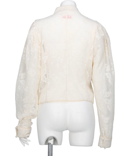 EMBROIDERED LACE COL MONTANT TOP