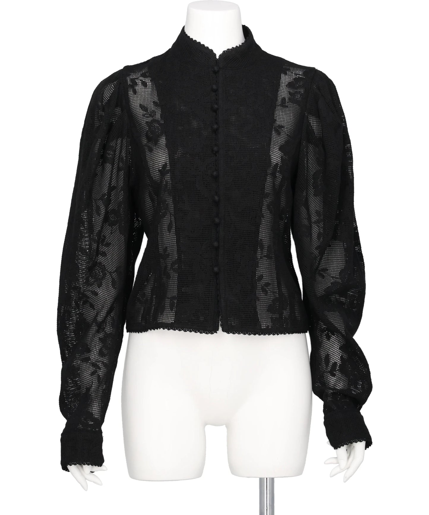 EMBROIDERED LACE COL MONTANT TOP