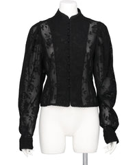 EMBROIDERED LACE COL MONTANT TOP