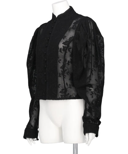 EMBROIDERED LACE COL MONTANT TOP