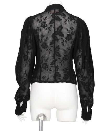 EMBROIDERED LACE COL MONTANT TOP