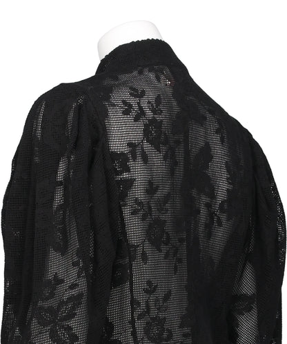 EMBROIDERED LACE COL MONTANT TOP