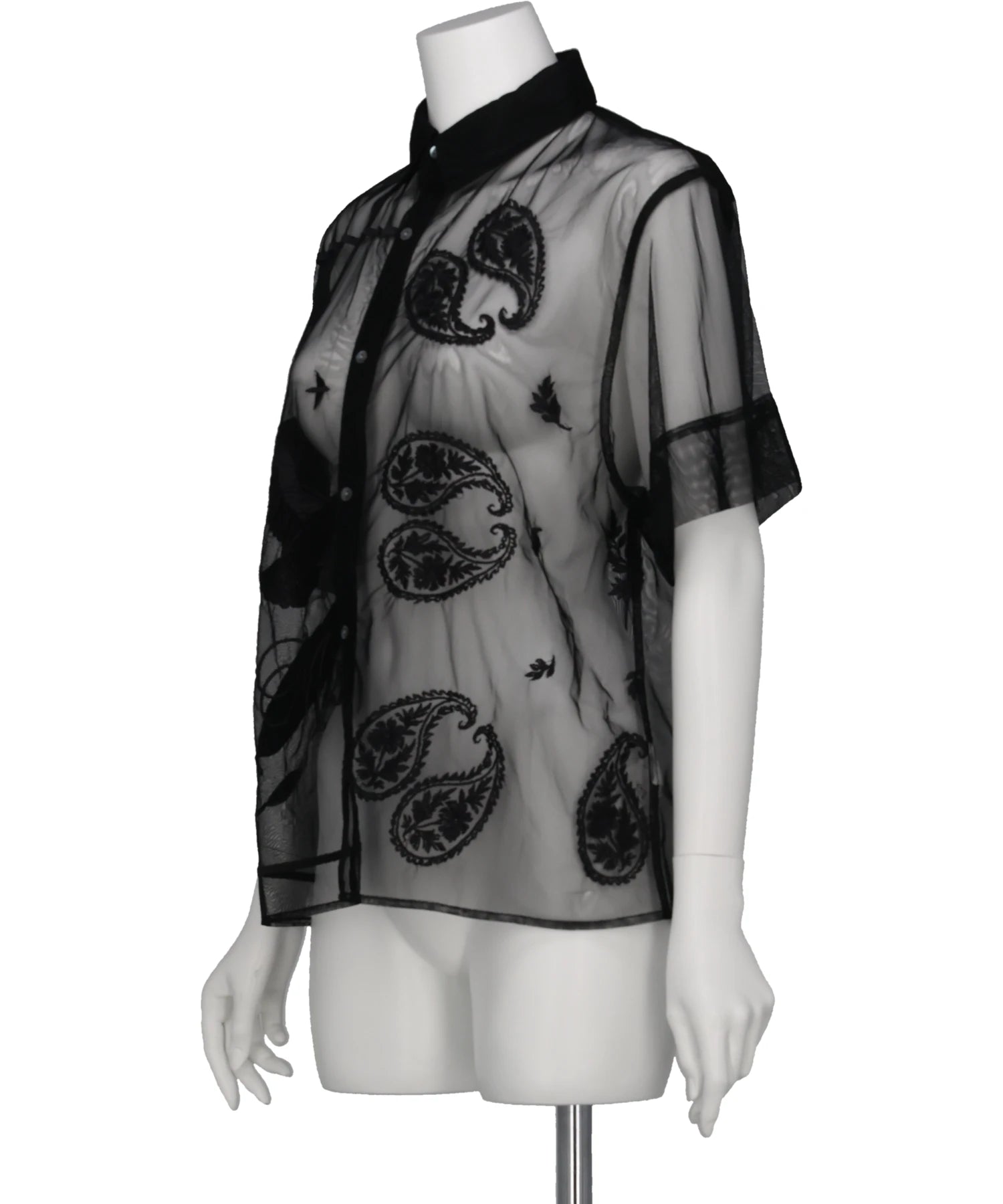 mister it. / ミスターイット | Chemise-henri / silk 100％ / シルク 総柄 アシンメトリー バンドカラー ロングシャツ ブラウス | 42 | ダークブラウン | レディース 41RfTH45tmL.jpg