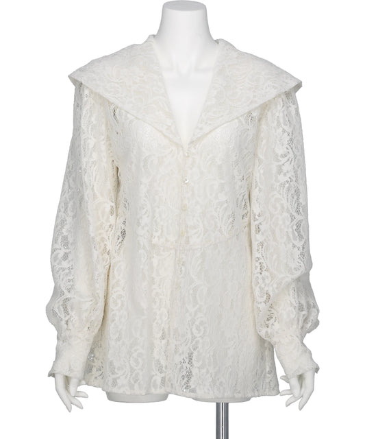 FETICO(フェティコ)FLOCKED LACE SAILOR COLLAR BLOUSE