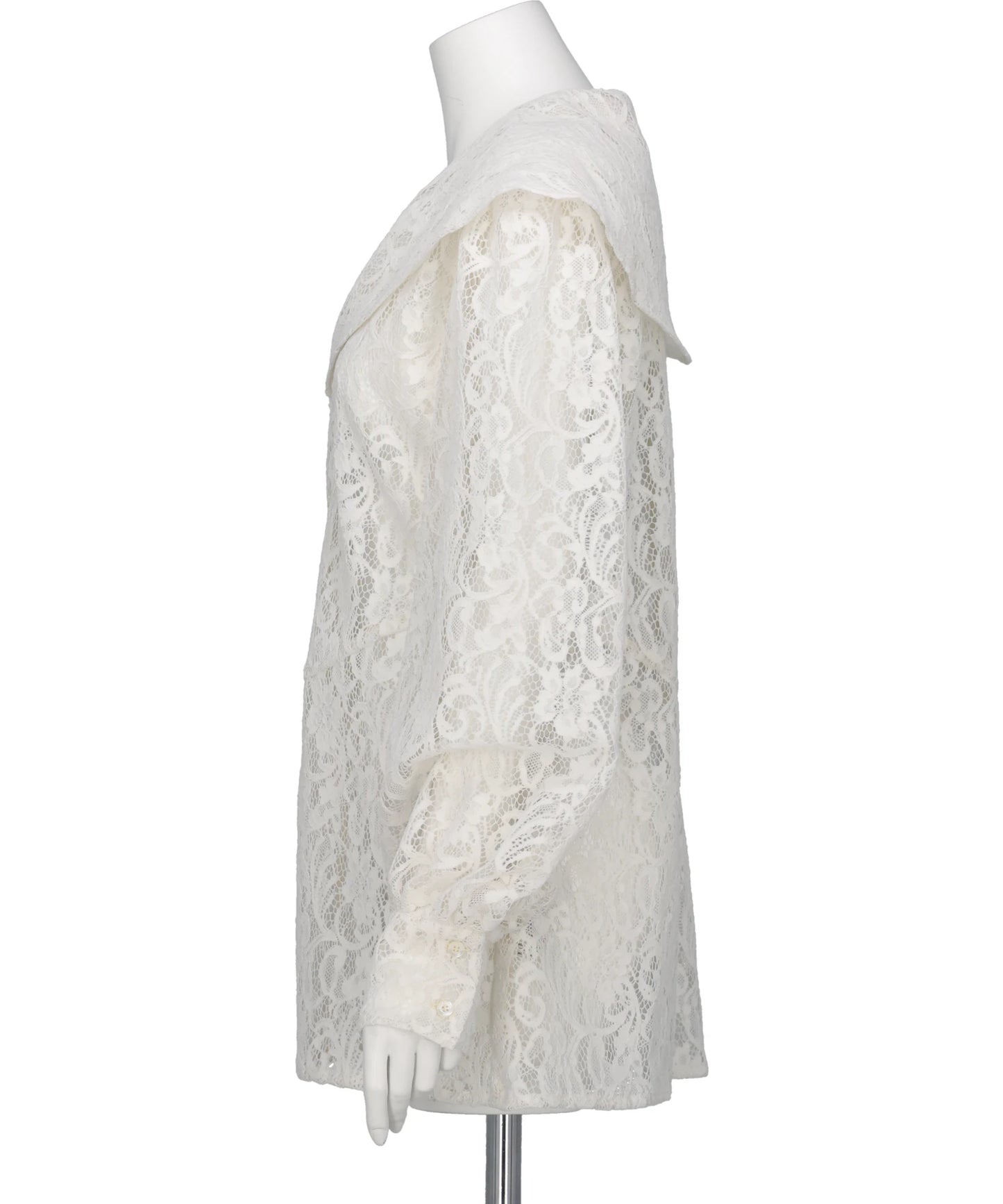 FLOCKED LACE SAILOR COLLAR BLOUSE
