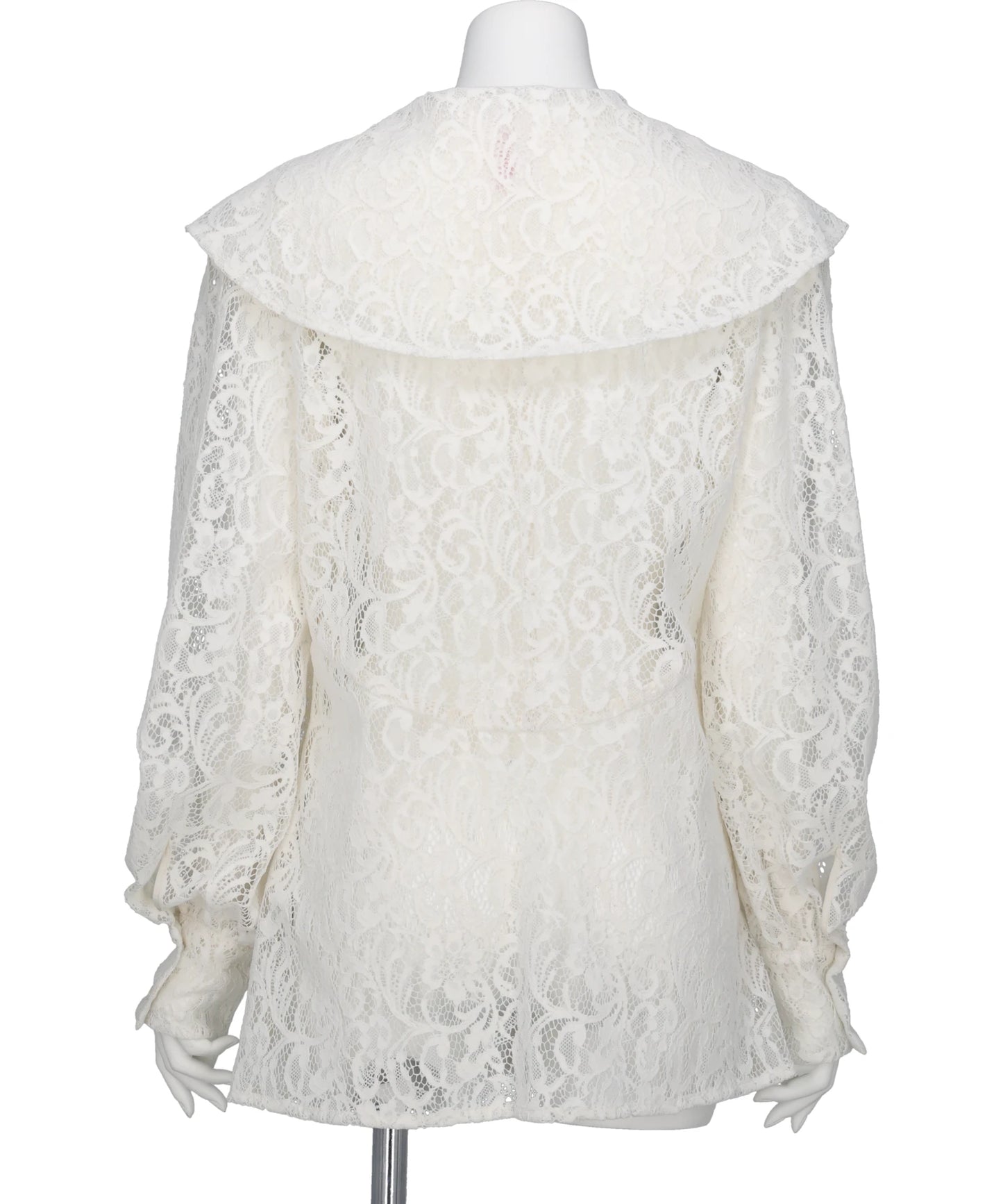 FLOCKED LACE SAILOR COLLAR BLOUSE