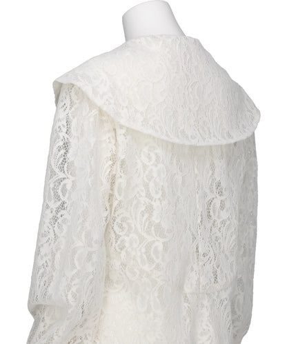 FLOCKED LACE SAILOR COLLAR BLOUSE