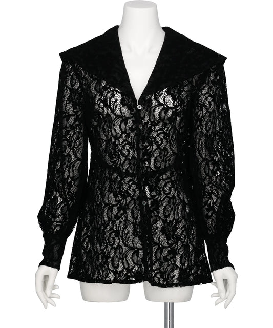 FETICO(フェティコ)FLOCKED LACE SAILOR COLLAR BLOUSE