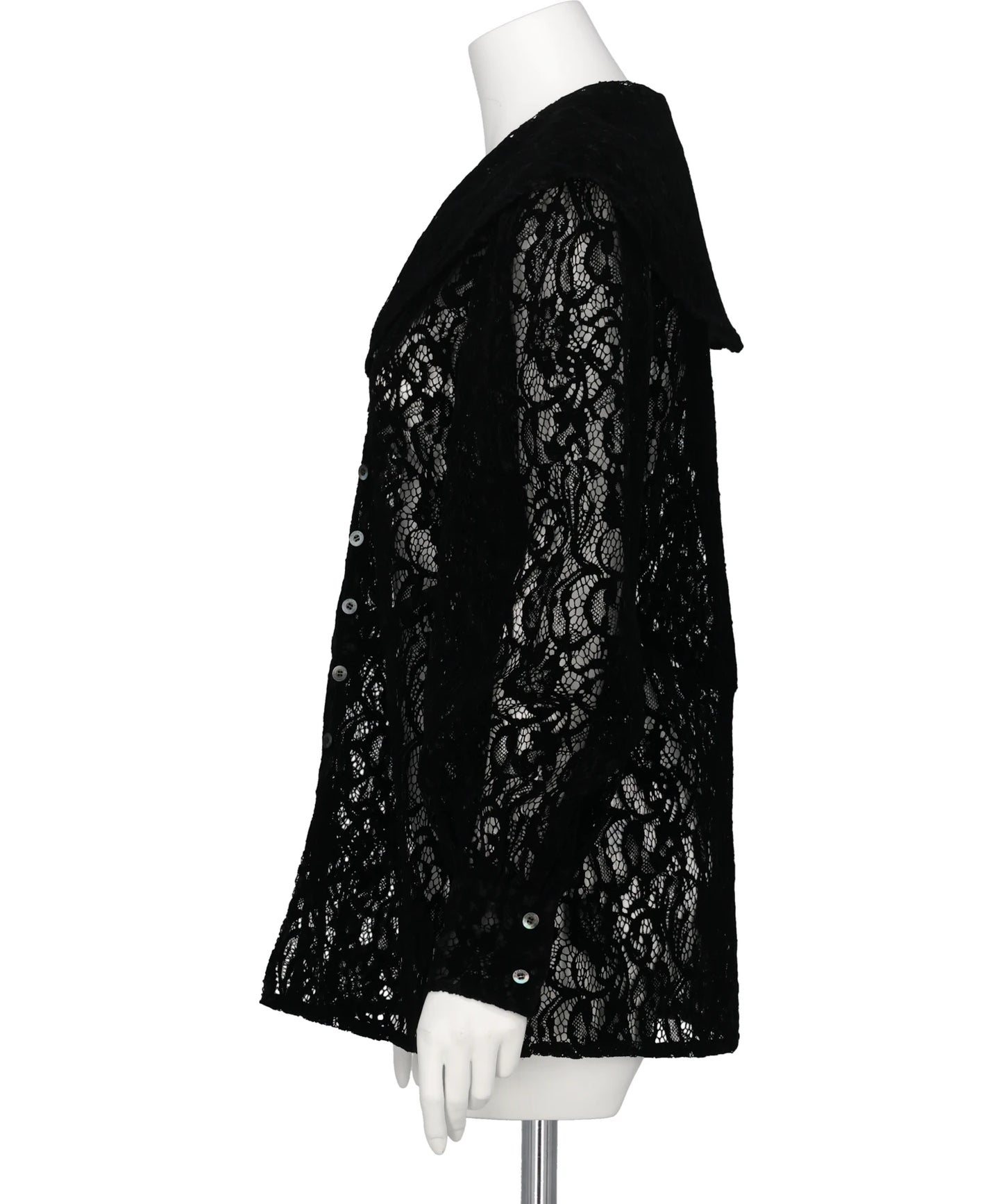 FLOCKED LACE SAILOR COLLAR BLOUSE