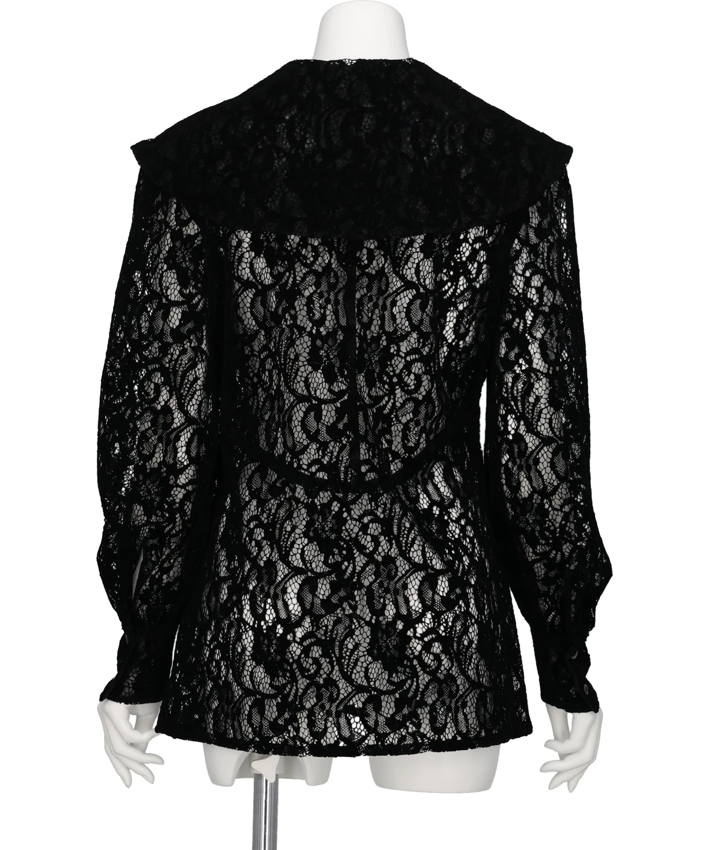 FLOCKED LACE SAILOR COLLAR BLOUSE