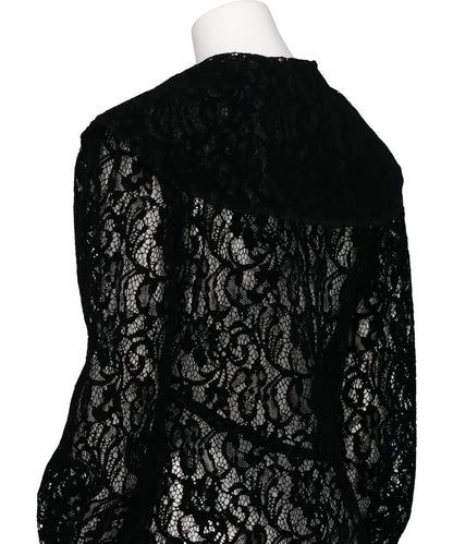 FLOCKED LACE SAILOR COLLAR BLOUSE