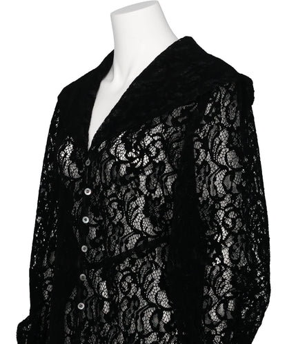 FLOCKED LACE SAILOR COLLAR BLOUSE