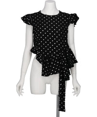 naokitomizuka POLKA DOT PRINT FRILLED TOPS