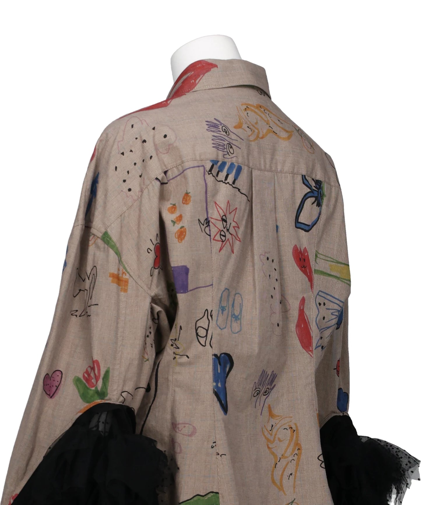 RAKUGAKI PRINTED SHIRT WITHTULLE SLEEVES