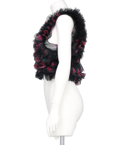 TULLE RUFFLE SLEEVELESS TOP