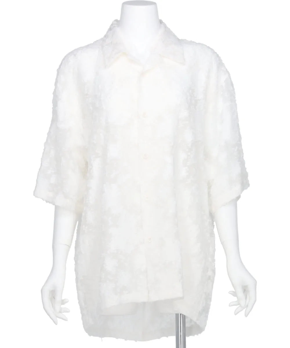CUT JACQUARD ORGANDY BACK DOLMAN SPLIT SHIRT
