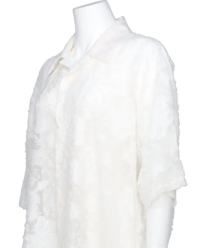CUT JACQUARD ORGANDY BACK DOLMAN SPLIT SHIRT