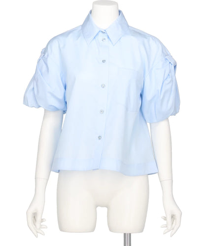 CROPPED PUFF BOW SLEEVE SHIRT