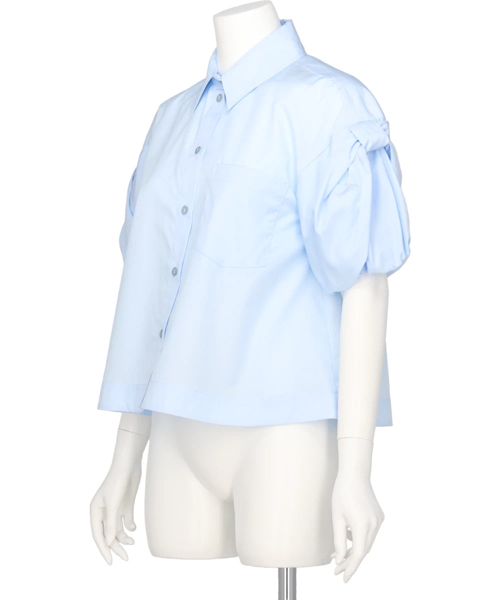 CROPPED PUFF BOW SLEEVE SHIRT