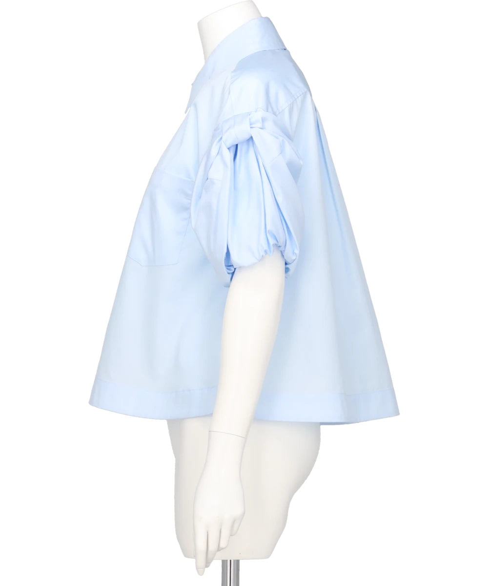 CROPPED PUFF BOW SLEEVE SHIRT
