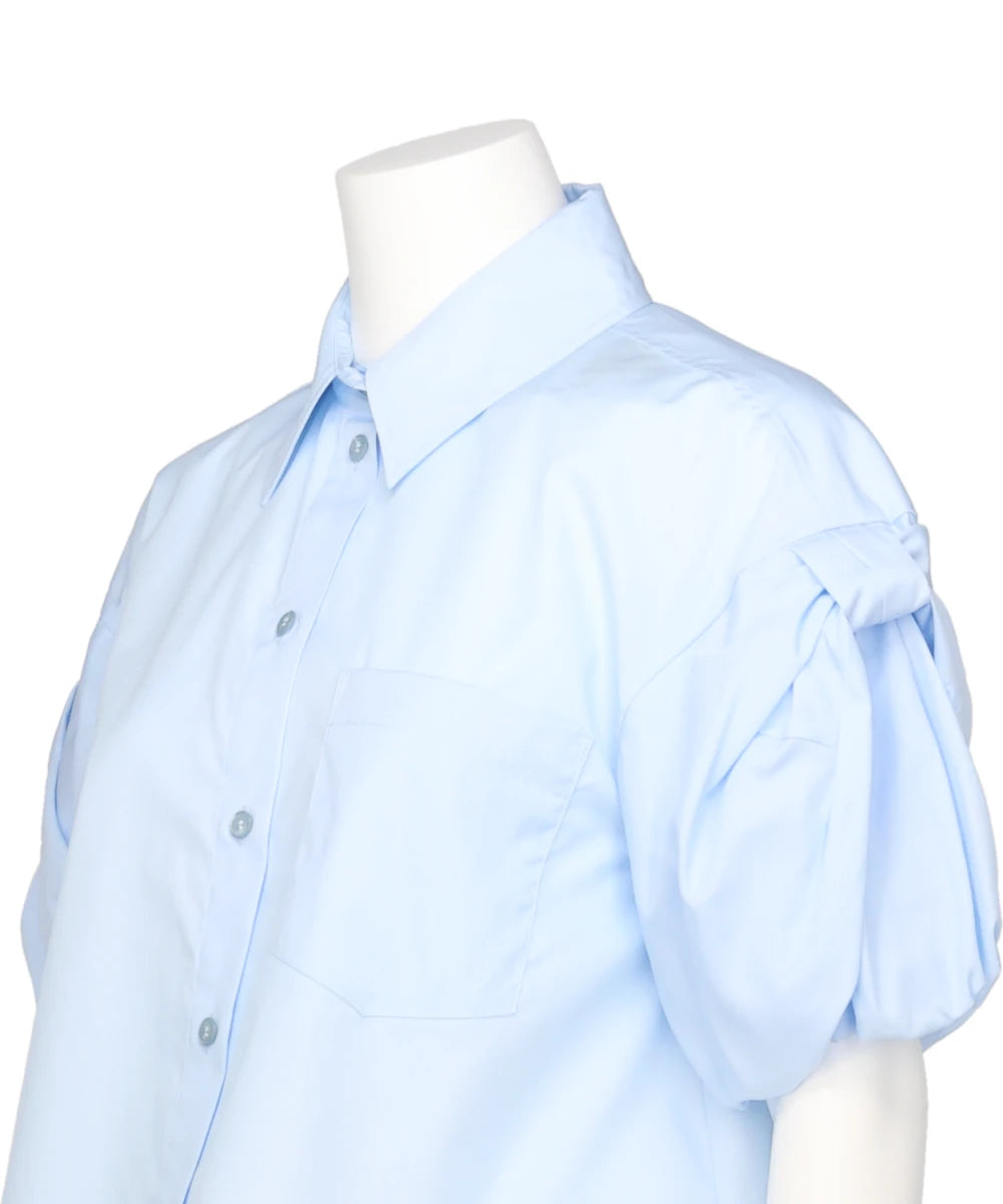 CROPPED PUFF BOW SLEEVE SHIRT